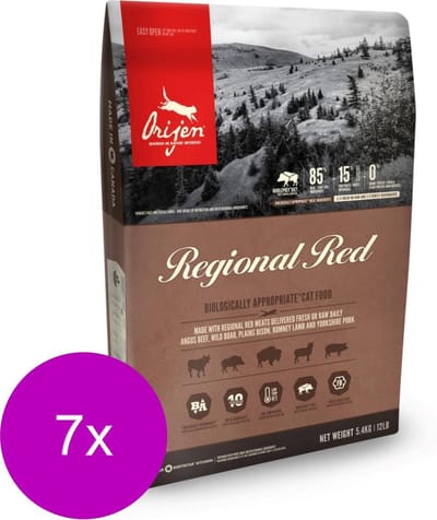 Orijen Whole Prey Regional Red Cat Rund&Zwijn - Kattenvoer - 7 x 1.8 kg