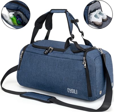 HAUSS SPOLE Sporttas-Duurzame Reistas met Schoenenvak en Natte Compartimenten-Geschikt voor Gym en Reizen-Multifunctioneel-42L-Oxford en Polyester-Blauw