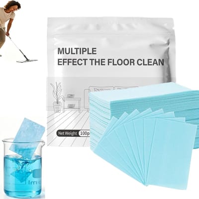 100x Vloerreiniger Strips - Wateroplosbaar - Multifunctionele Vloerreinigingstabletten - Direct - Geconcentreerde tablet - Krachtige vlekverwijdering - reispakket - voor Hardhout, Tegels, Laminaat - Beurten Vloer - 11x7cm - Jasmijngeur（blauw）