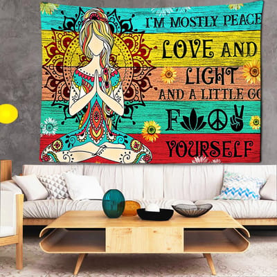 Zeven Chakra's Wandkleed Psychedelische Hekserij Hippie Esthetiek Woondecoratie Meditatiekamer 95x70cm