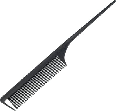 Haarsoires Puntkam Kunststof 22cm Zwart – Met Verdeelpunt – Perfect voor Kappers, Stylisten en Thuisgebruik.