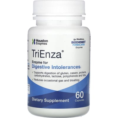 Houston Enzymes, TriEnza, Enzymes pour l'intolérance digestive, 60 gélules