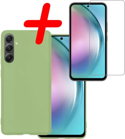 Hoesje Met Screenprotector - Geschikt voor Samsung Galaxy A54 - Sterk & Shockproof - Back Cover - Siliconen Case - Telefoon Hoes - Groen
