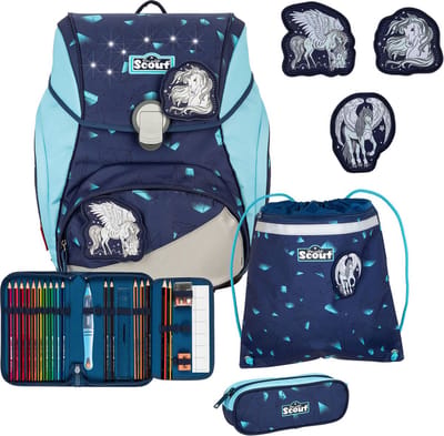 Scout schooltas LED Alpha Set 4-delig Pegasus donkerblauw