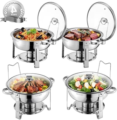 Warmhoudbak Set - Buffet Warmer - Eten Serveren - Roestvrij Staal - 4.7 Liter - Zilver