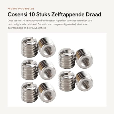 Dailygoods - 10 Stuks Zelftappende Draad Insert voor Draadreparatie