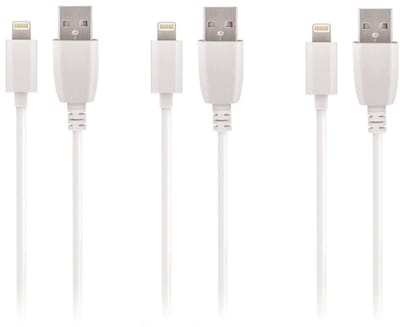 3 stuks OneOne 0,5m laadkabel. OneOne USB Lightning kabel met E75 chip. Oplaadkabel snoer past op Apple iPhone SE, iPhone X, iPhone XR, iPhone XS, iPhone 10, iPhone 11, iPhone 11 Pro, iPhone 11 Pro Max, iPhone 12, iPhone 12 Mini