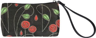 Polstasje - portemonnee - Gobelinstof - Simple Rose Black - Rozen - zwarte achtergrond - Charles Rennie Mackintosh