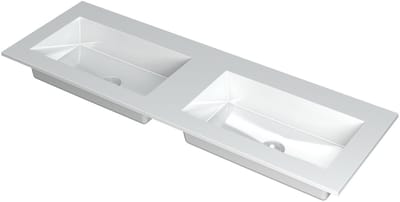 INK Kraft Wastafel Dubbele Bak Zonder Kraangaten - 1400x450x10 mm - Glans Wit