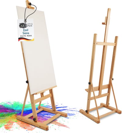 Artina Schildersezel Siena - Atelier Ezel van massief beukenhout -  56x170 cm - voor schildersdoeken tot 125 cm - inklapbaar