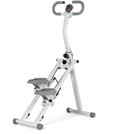 BlockFit® Stepper - Home Gym Stair Stepper - Sport Apparatuur voor Thuis - Fitness Stepapparaat - Inklapbaar - LCD Display - Hoogte Verstelbaar - Antislip - Grijs