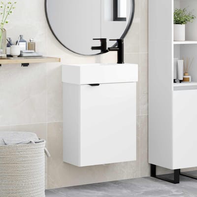 vidaXL - Badkamermeubel - met - kraan - Wit - 45,5 - x - 22,5 - x - 84 - cm