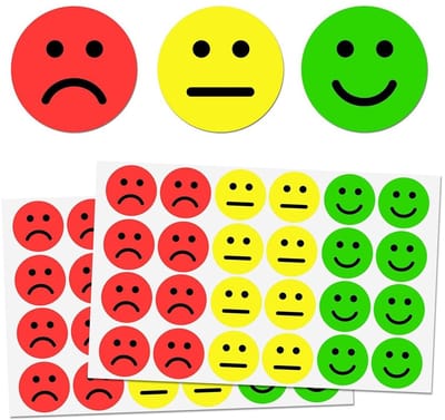 Dailygoods- Stickers 600 Stuks - Emotiestickers - Zelfklevend - Rood/Geel/Groen - 25 Vellen - Perfect voor Leraren/Ouders