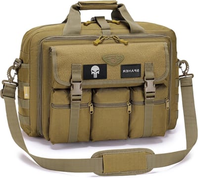 Professionele Laptoptas voor Mannen - Waterdichte Schoudertas, 17 Inch, Ideaal voor Werk en Zakelijk Gebruik, Verstelbare Schouderriem, Khaki