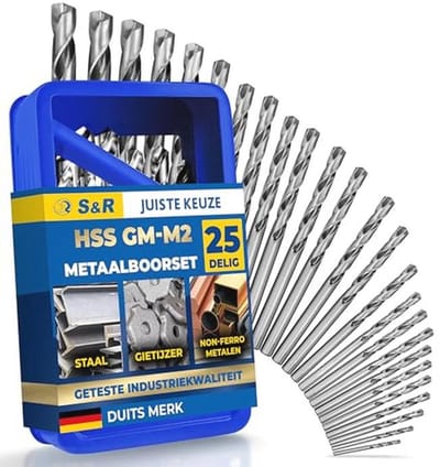 25-delige Metaalboorset – Hoogwaardige HSS-M2 Boren van 1–13 mm voor Roestvrij Staal, Staal, Aluminium en Kunststoffen