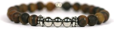 IbizaMen - matte tijgeroog - edelstaal RVS - 8mm - 19cm