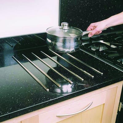 Werkblad Bescherming - Hot Staven - Keuken Beschermen - Roestvrij staal stijl - 6 stuks - Zilver