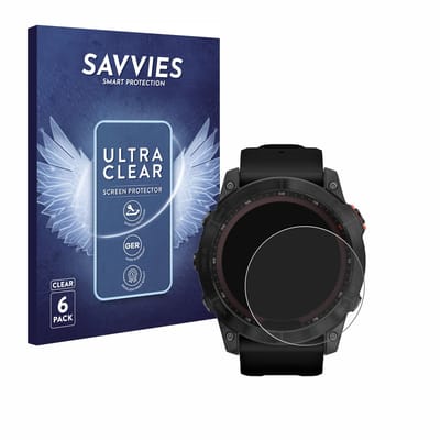 Savvies - Screenprotector voor Garmin Fenix 7X (51 mm) - Folie Beschermfolie transparant 6 Stuks