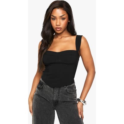 boohoo Dames Bengaline Cup Detail Korset Top | Zwart | Maat: 42