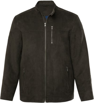 Boston Park - Heren - Bikerjack microsuède rits - Donkerolijf - Maat 52+