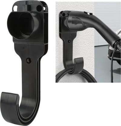 Laadkabel Houder (met Kabel Haak) - Laadkabel houder voor elektrische auto - Mat Zwart - Laadkabel houder type 2 - Stevige en Robuuste Stekkerhouder voor Laadkabel