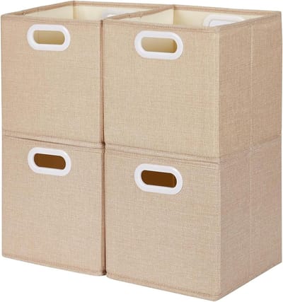 Opbergdozen - Opbergmanden Bakken - Ruimte Ordenen - Kreukvrij Vormvast - 33 x 38 x 33 cm - Licht Khaki