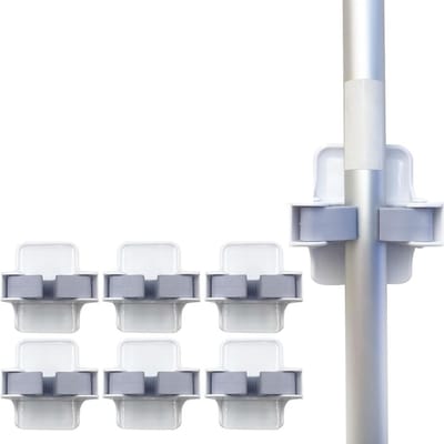 Famanu – Bezemhouder wandmontage – Zelfklevende gripper (pack 3: 6 houders), schaalbare set voor meerdere plekken – Voor kasten, badkamers, schuren en garages