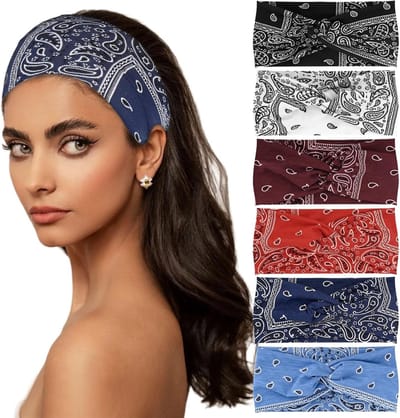 Set van 6 Brede Haarbanden voor Vrouwen, Boho Knotted Headbands, Ideaal voor Yoga en Sportactiviteiten, Mode Accessoires voor Elke Gelegenheid