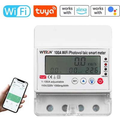 Tuya – compteur photovoltaïque Intelligent WiFi, minuterie de disjoncteur, heure solaire bidirectionnelle multifonctionnelle blanc