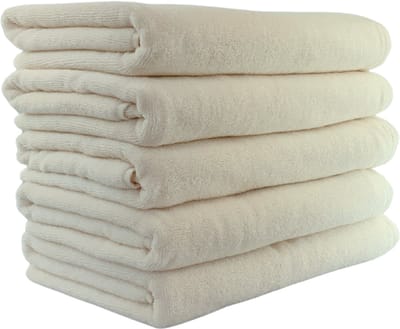Biologische Badhanddoekenset - 70x140cm - 5 Stuks - 100% Katoen - GOTS & Vegan - Hotelkwaliteit - Ecru - De Linde Home