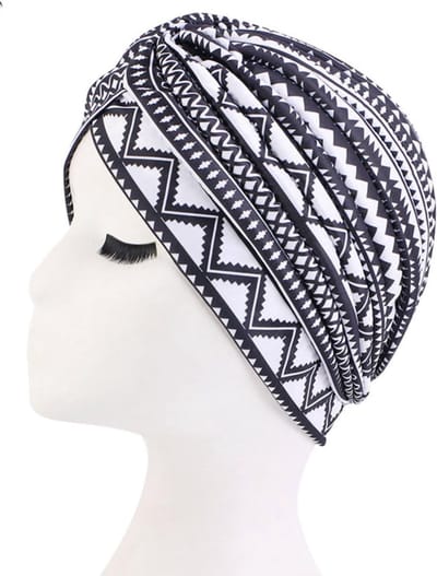 Cabantis Afrikaanse- Hijab|Afrikaans|Tulband|Muts|Haarband|Stretch|Artistiek Zwart-Wit