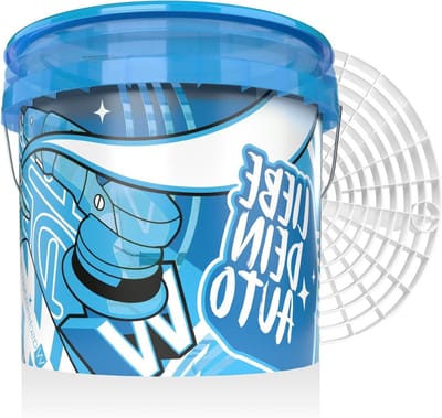 Autowasemmer set - Wasemmer met zeef - Auto poetsen - Met vuilfilter - 125 liter - Blauw/wit
