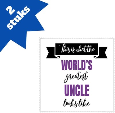 Akyol - world's greatest uncle brillendoekjes - Oom - een oom - verjaardagscadeau - cadeau voor oom - kado - 17,8 bij 17,8 cm - 2 stuks