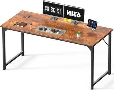 Bureau Hout Bruin - Schrijftafel Werktafel - Thuiswerken Studeren - Waterdicht Krasbestendig Bureaublad - 63 inch - Hout Bruin