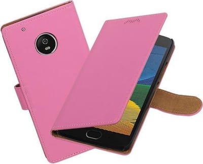 BestCases.nl Motorola Moto G5 Plus Effen booktype hoesje Roze