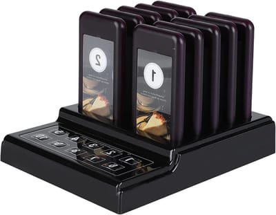 Draadloos Oproepsysteem - Pager Systeem - Gasten Aandacht - 1000 Meter Bereik - 10 Pagers - Zwart