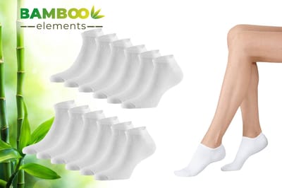 Bamboo Elements - Sneakersokken 12-Paar - Wit - 35-38 - Bamboe Sokken – Sneakersokken Heren – Sneakersokken Dames - Sneaker Sokken
