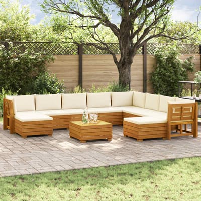 vidaXL - 11 - st - Buiten - bank - set - Massief - Acacia - Hout - Bruin