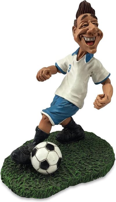 Grappig SPORT beeldje voetballer uit de komische wereld van karikatuur beeldjes – komische beeldjes – geschenk voor – cadeau -gift -verjaardag cadeau