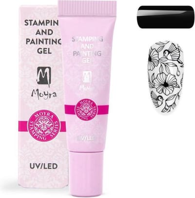 Moyra Stamping and Painting Gel - Nagels - Nagellak - Hoog gepigmenteerde gel - Hand painting technieken - Creëert fijne lijnen en krullen - No. 07 Black
