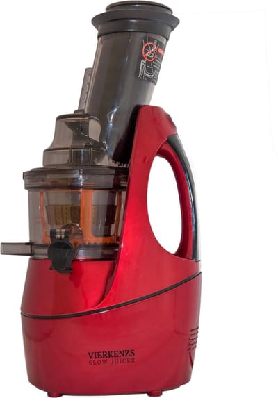 Vierkenzs Elite 1800B slowjuicer rood, 0,5 l, 10 jaar garantie op de motor, BPA-vrij, 43 omw/min., incl. 3 zeven