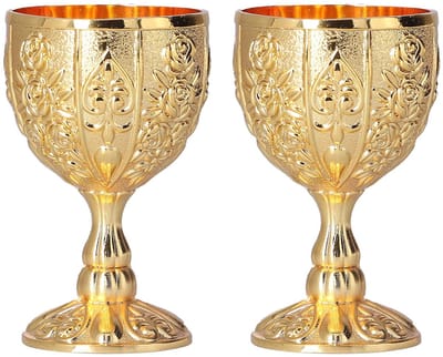 Dailygoods- Wijnbeker Vintage Stijl - Gouden Beker - Antieke Wijnbeker - Middeleeuwse Drinkbeker - Hoogwaardig Metaal - Elegant en Duurzaam - Wijnglas