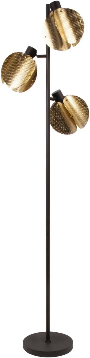 OSRAM DECOR Gevouwen Globe Vloerlamp 3x E27, 360mm, Goud, Staal geëlektroplateerd, Industrieel, Textielkabel