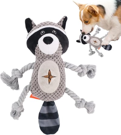 Pluche Honden Speelgoed - Piepend Dierenspeelgoed - Interactief Spelen - Met Snackhouder - 30 cm - Grijs