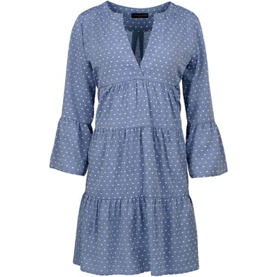 Denim jurk met geplooide naden