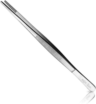 Universeel pincet - Huishoud pincet recht pincet - Hobby en knutselen - Van binnen gegroefd - 20 cm - Zilver