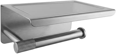 Rea - Toiletrolhouder Met Planchet 6613 Modern Nickel Brush - 11,5 x 19 x 8 cm