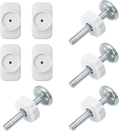 4 stuks spindelschroefdraad en 4 stuks veiligheidsbarrière muurbescherming voor baby's, ideaal voor trappen, babydeuren en dierenhekken, veilig en stevig