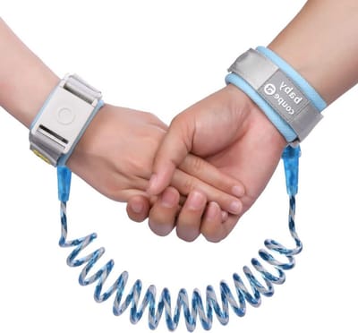 Anti-verlies Polsband voor Kinderen, 1.5m Veiligheidsriem met Inductieslot, Ideaal voor Wandelen en Reizen met Peuters (Blauw)