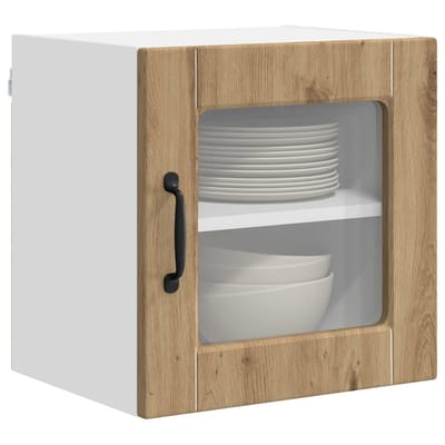 vidaXL - Wandglas - Kasten - PORTO - 2 - st - Artisan - Eiken - Bewerkt - hout